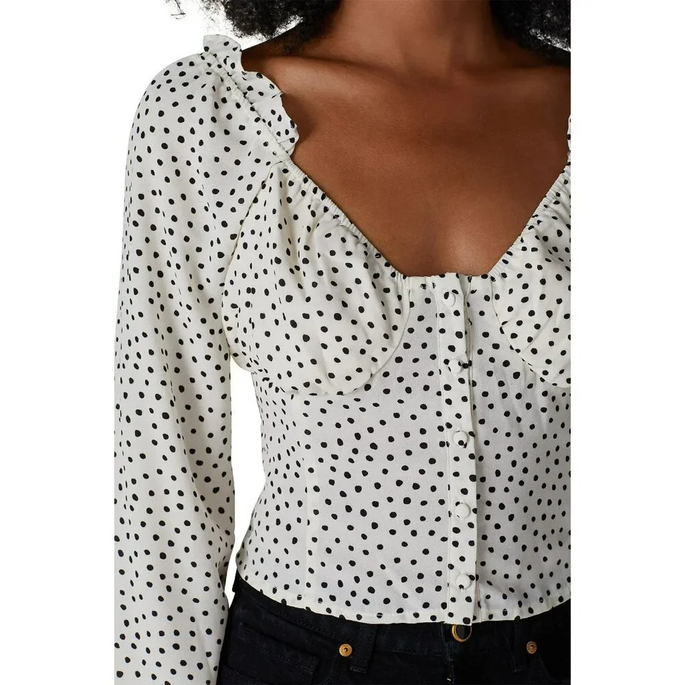 Polka Dot Ruffle Blouse - Picture 4 of 5